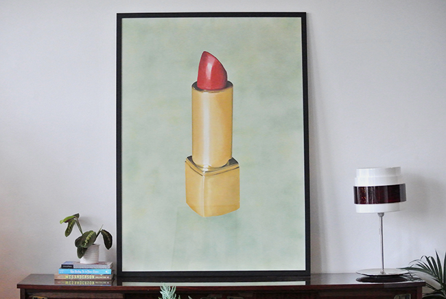  Lipstick in spray paint & pastel on paper, by Michiel Pelerents