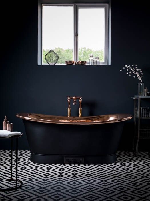 Black and Copper Bathroom Inspiration - via noglitternoglory.com