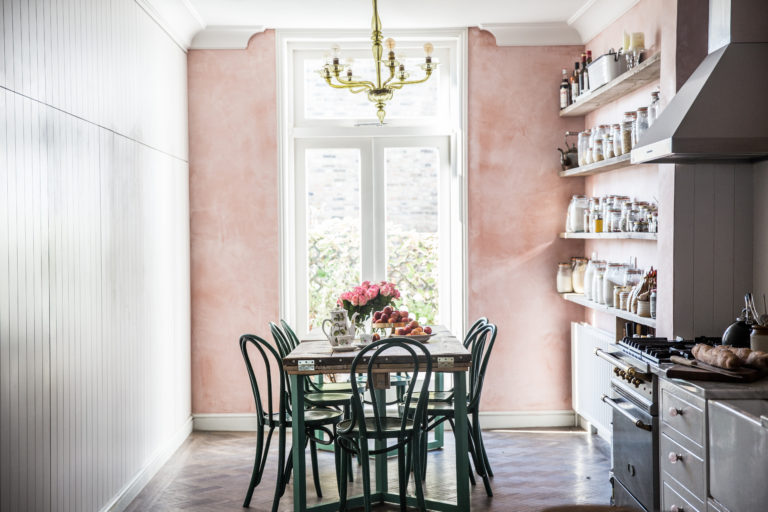 A Beautiful London home with Pink Hues via No Glitter No Glory